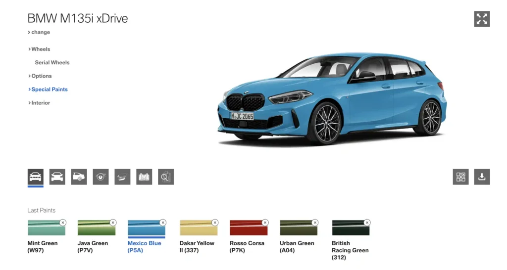 BMW 1 Series Colours Scaled